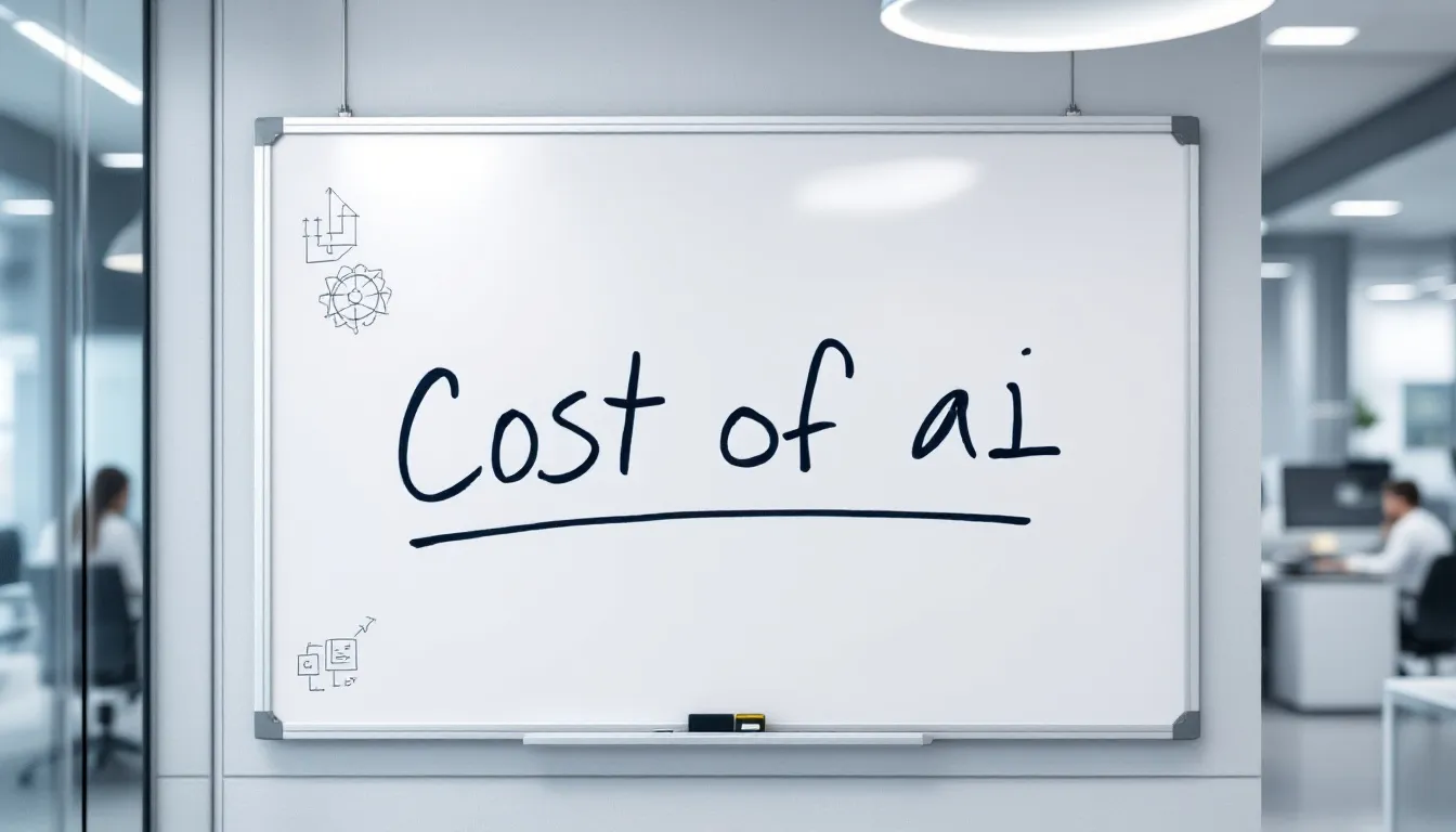 a sign in the office "cost of ai"