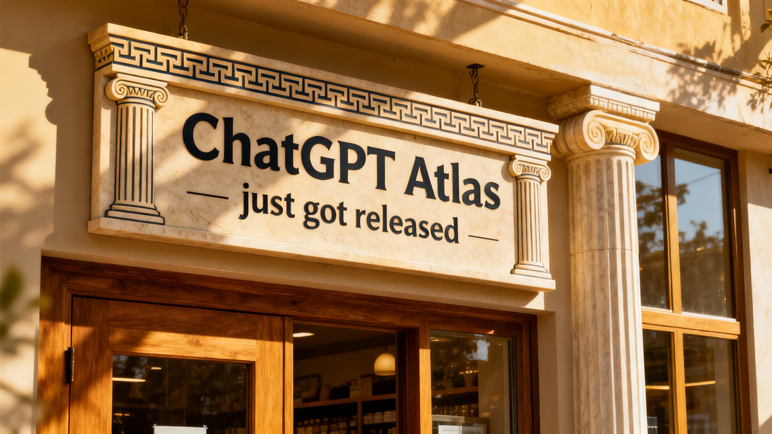 a sign on the store "ChatGPT Atlas just got released"