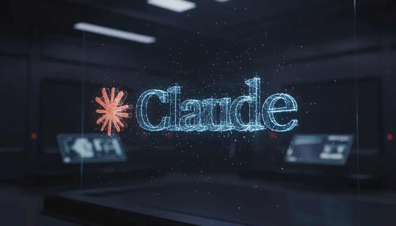 A futuristic Claude logo in a hologram