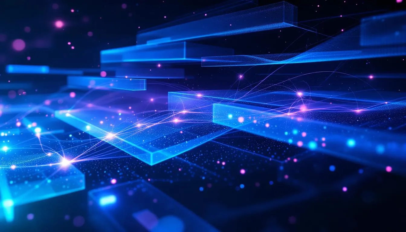 Illustration of blue blocks in AI space