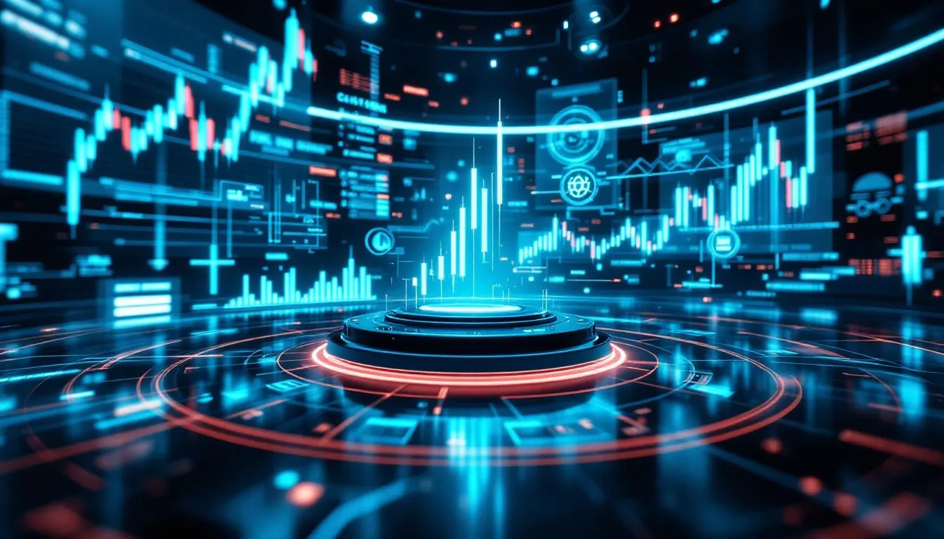 Holograms of stock markets charts and quants