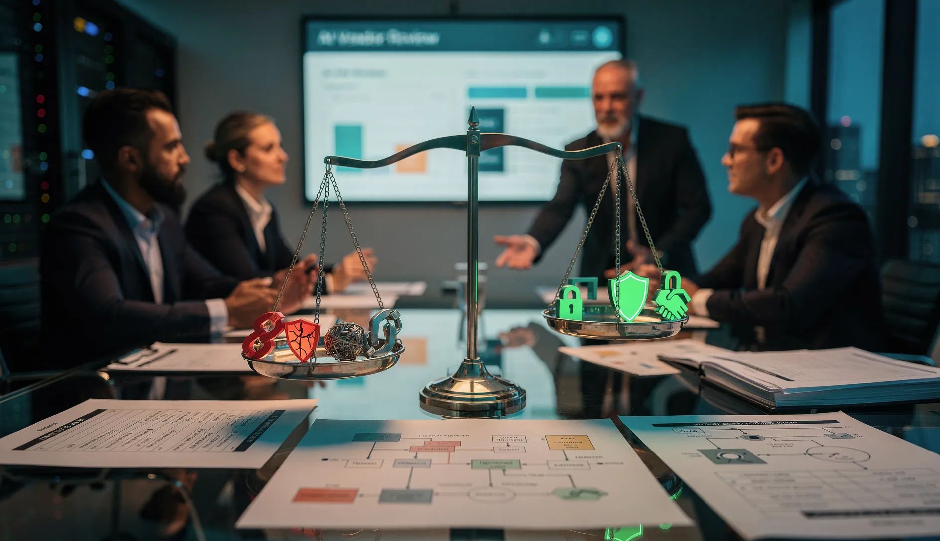 An image of the C suite executives evaluating an ai development company