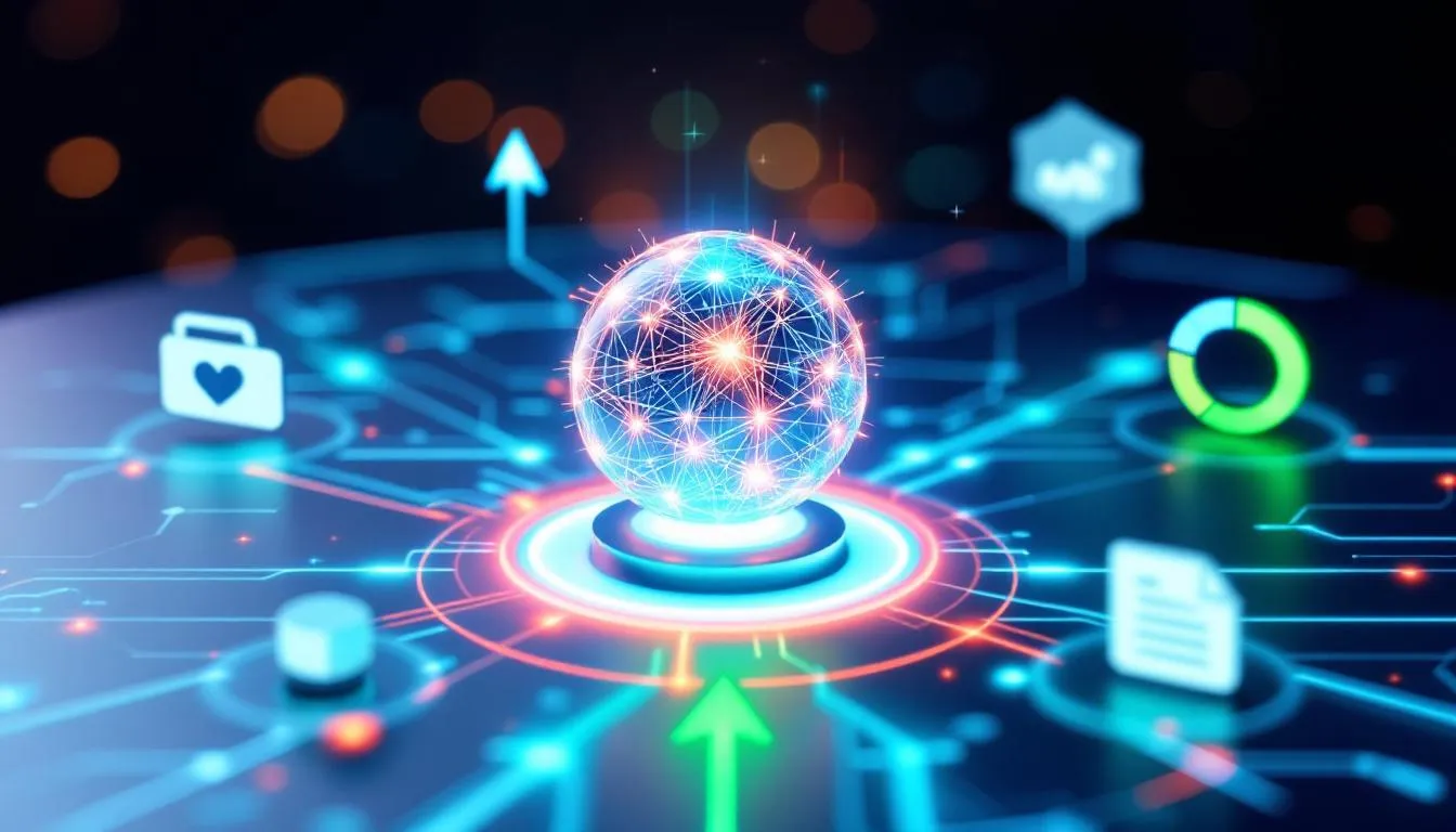 An illustration of various icons representing gen ai development services