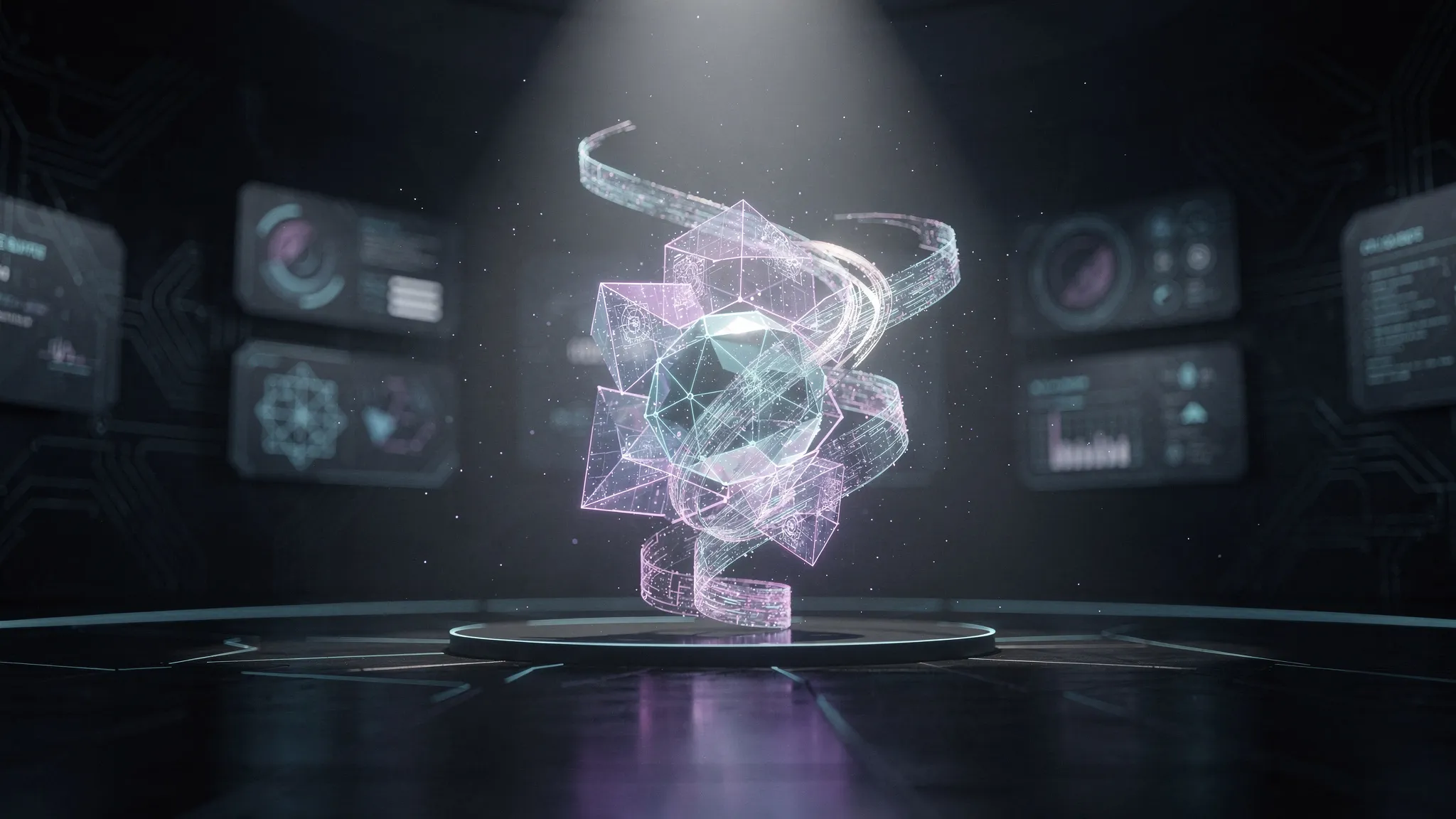 an illustration of a flow hologram representing artificial intelligence and gpt-5.2 launch